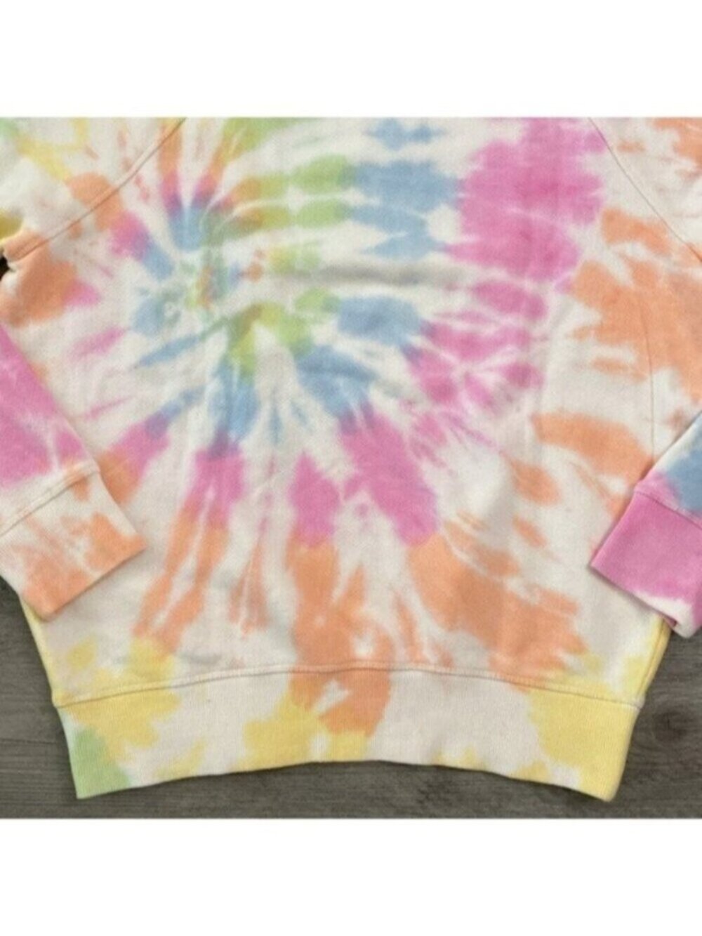 Spiritual Gangster Sweatshirt Womens Medium White Tie Dye Happy Cotton Raglan - Picture 10 of 11